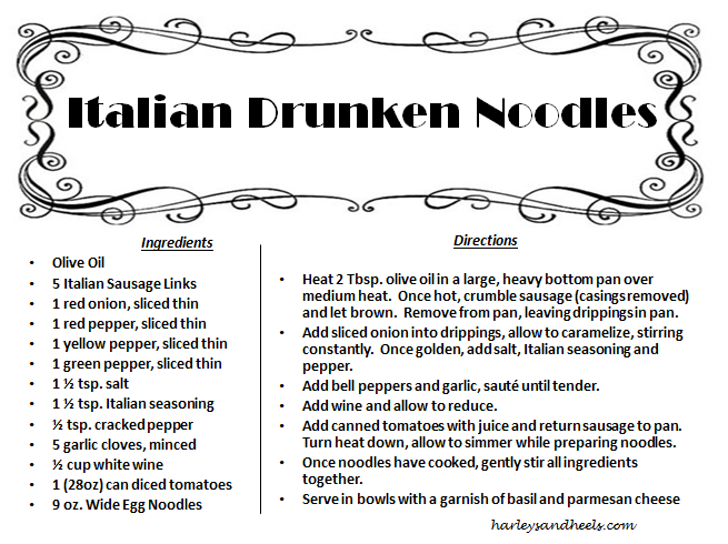 Drunken Italian Noodle Recipe