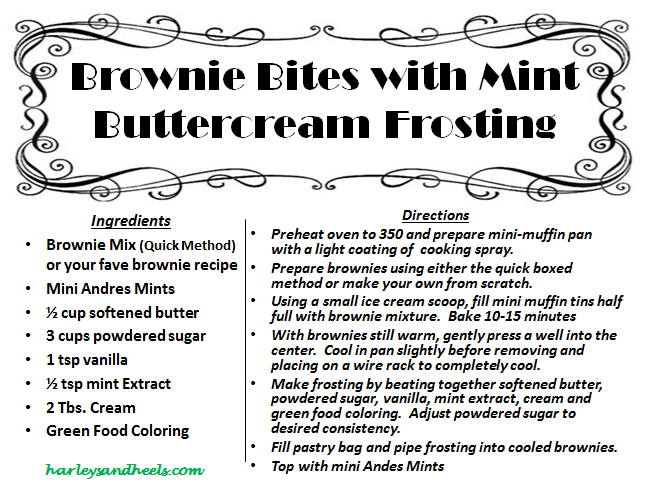 Brownie Bites and Mint Buttercream Frosting