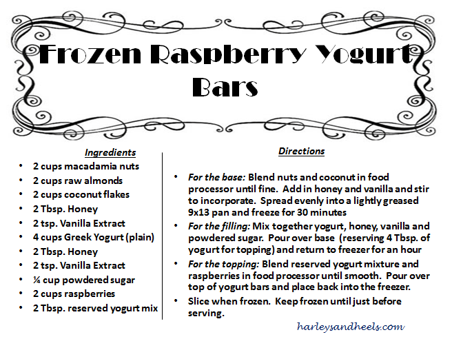 Frozen Raspberry Yogurt Bars